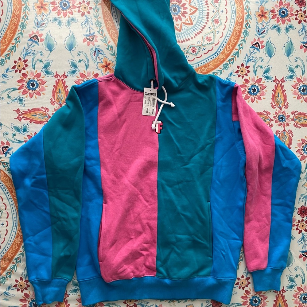Teddy Fresh Colorblock Bubble Gum Hoodie Sz Small Heavyweight Bubblegum EUC Rare